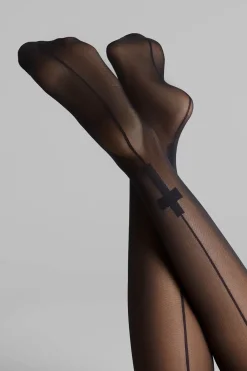 SCANDALE LegwearBas coupés roulés coutures Croix 20D