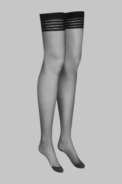 Maison Close LegwearBas voile jarretières rayées 20D