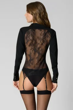 Maison Close Le Vestiaire032 Chemise porte-jarretelles dos dentelle