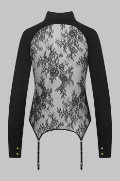 Maison Close Le Vestiaire032 Chemise porte-jarretelles dos dentelle