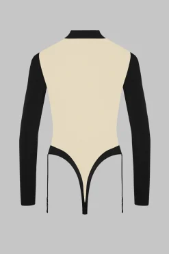 Maison Close Pure TentationBody string col V manches longues porte-jarretelles