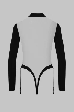 Maison Close Pure TentationBody string col V manches longues porte-jarretelles